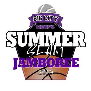 A purple and black logo for the summer slam jamboree.