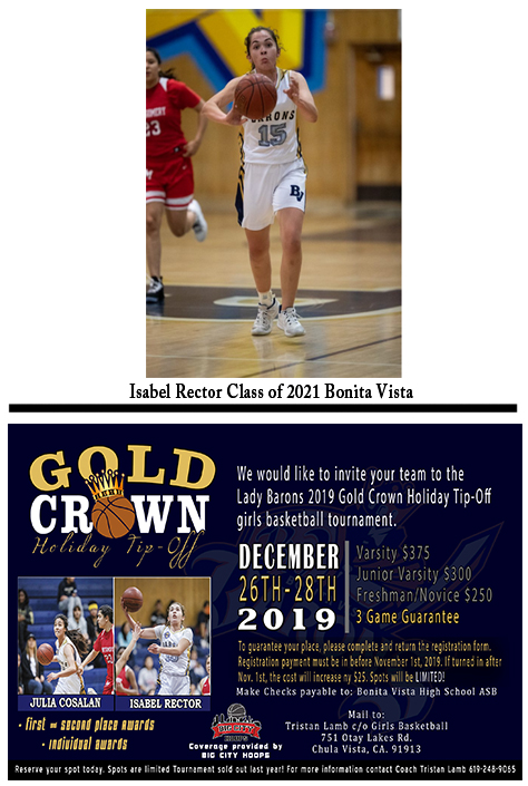 A flyer for the gold crown holiday tip-off.