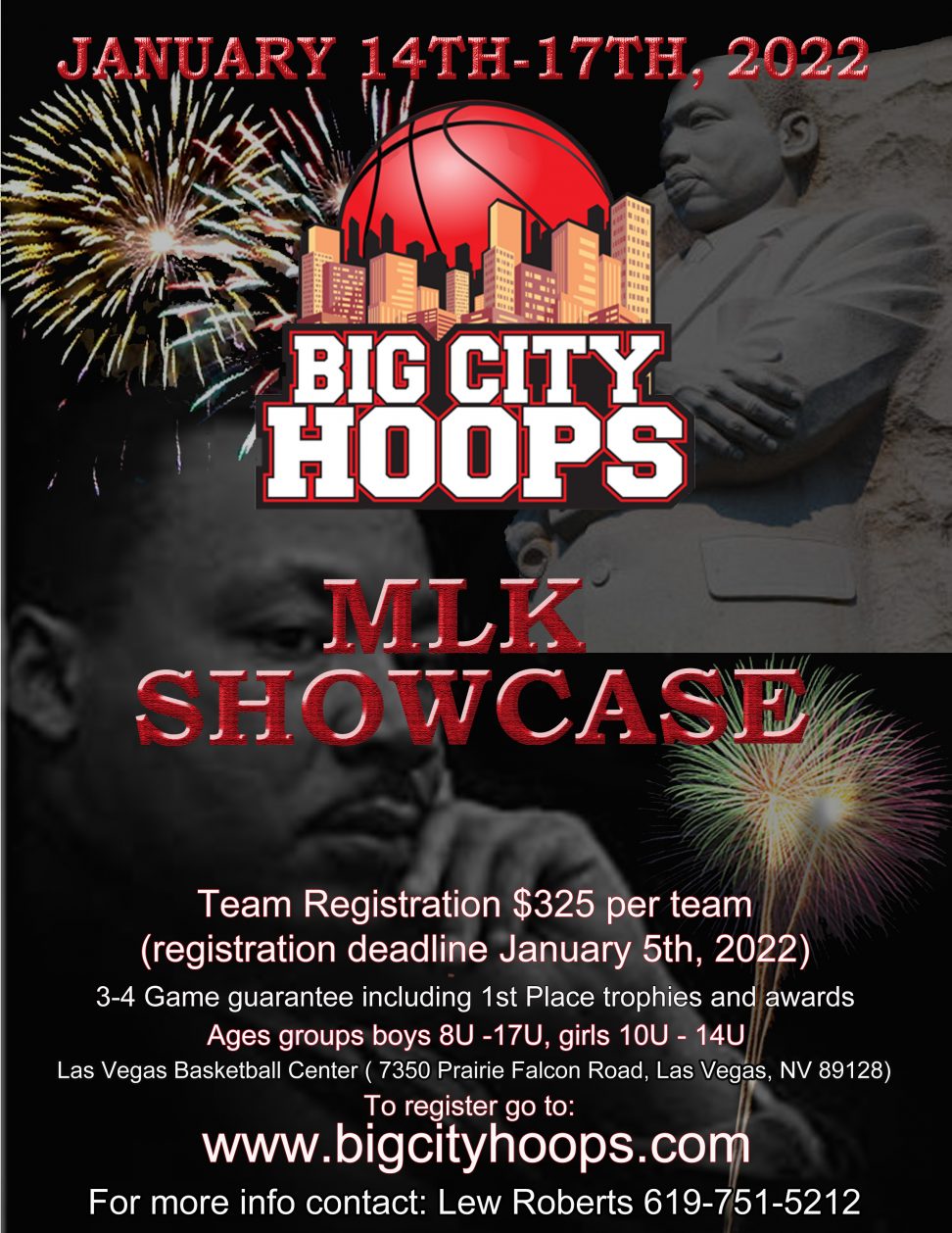 A poster for the big city hoops mlk showcase.