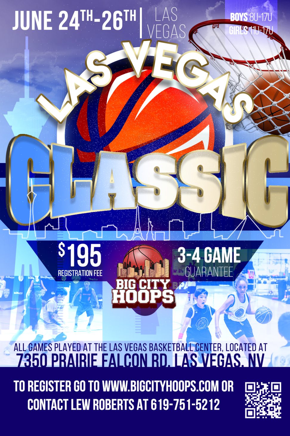 A poster for the las vegas classic basketball game.