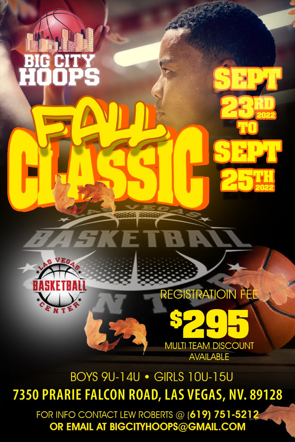 A poster for the fall classic basketball tournament.